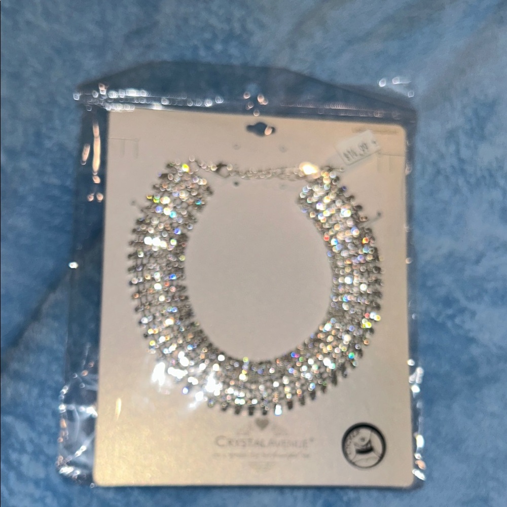 Crystal Adorned Silver Necklace